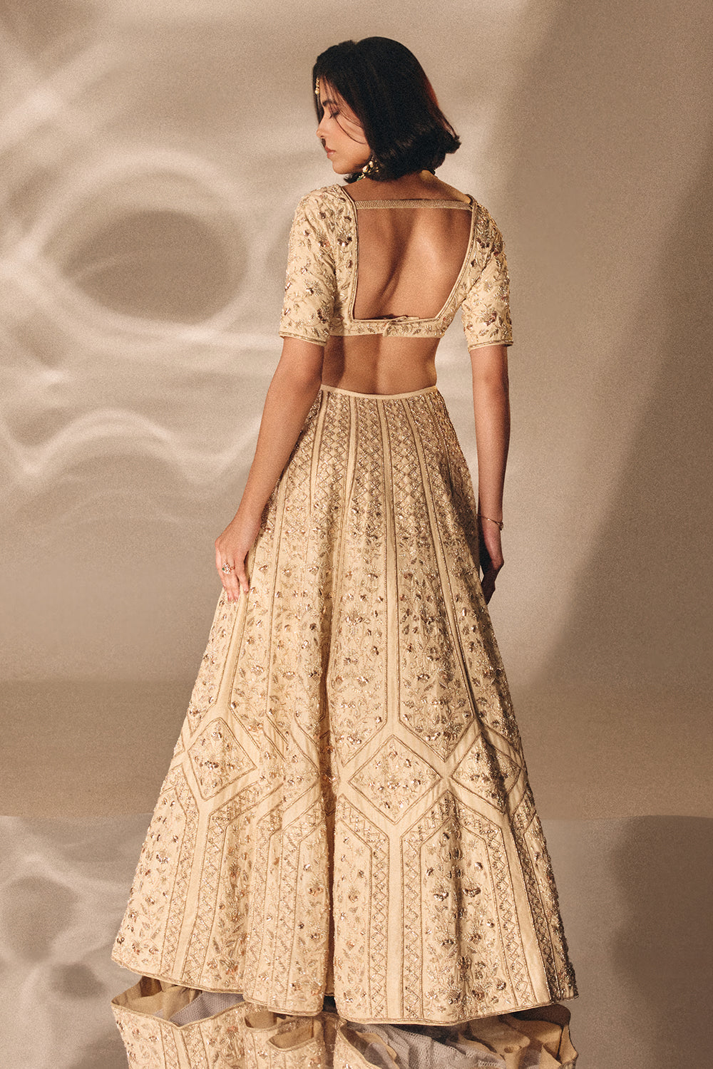 Beige Gold Bridal Lehenga Set