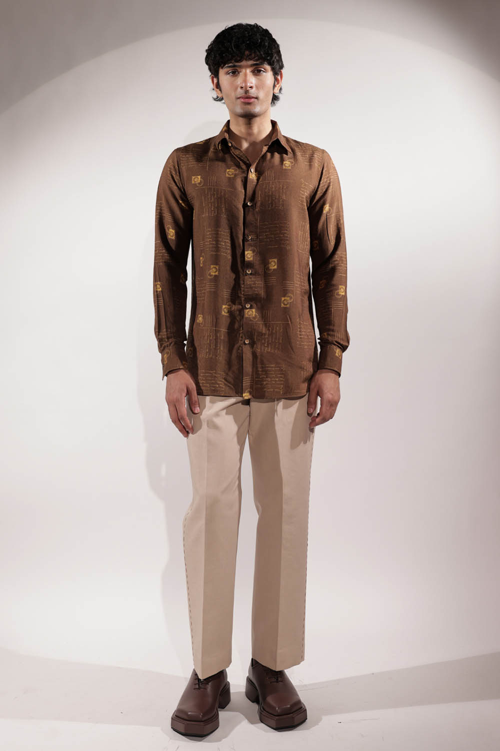 Beige Linen Pants with Kantha Embroidery