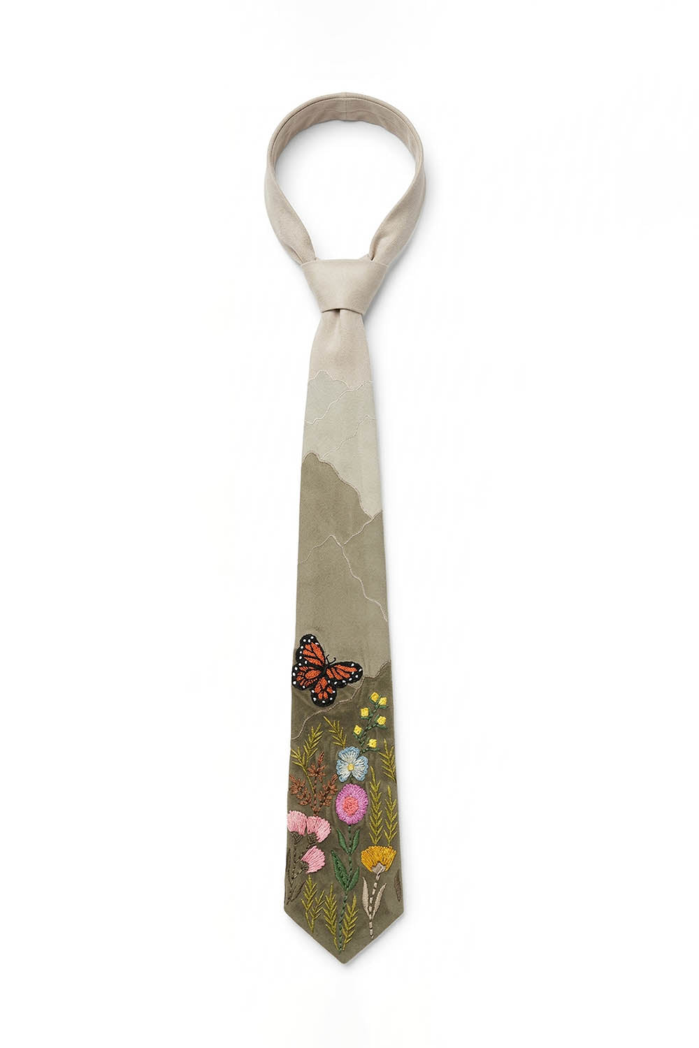 Beige Patchwork Suede Tie