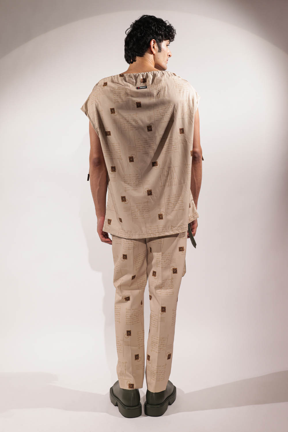 Beige Postcard print Dust Bag Top
