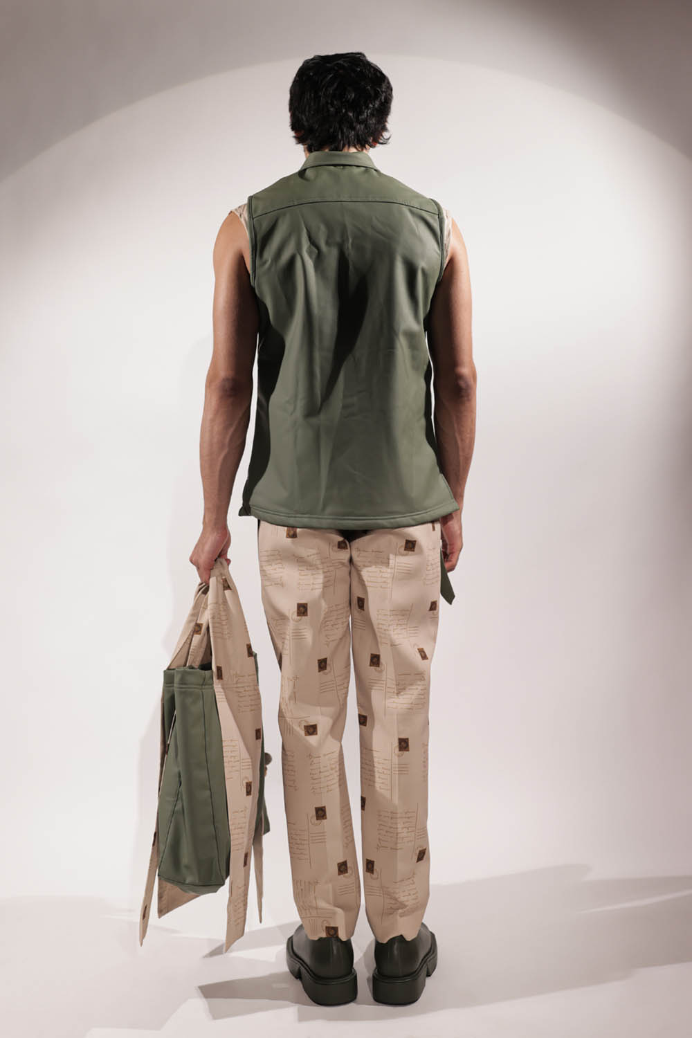 Beige Postcard Printed pants