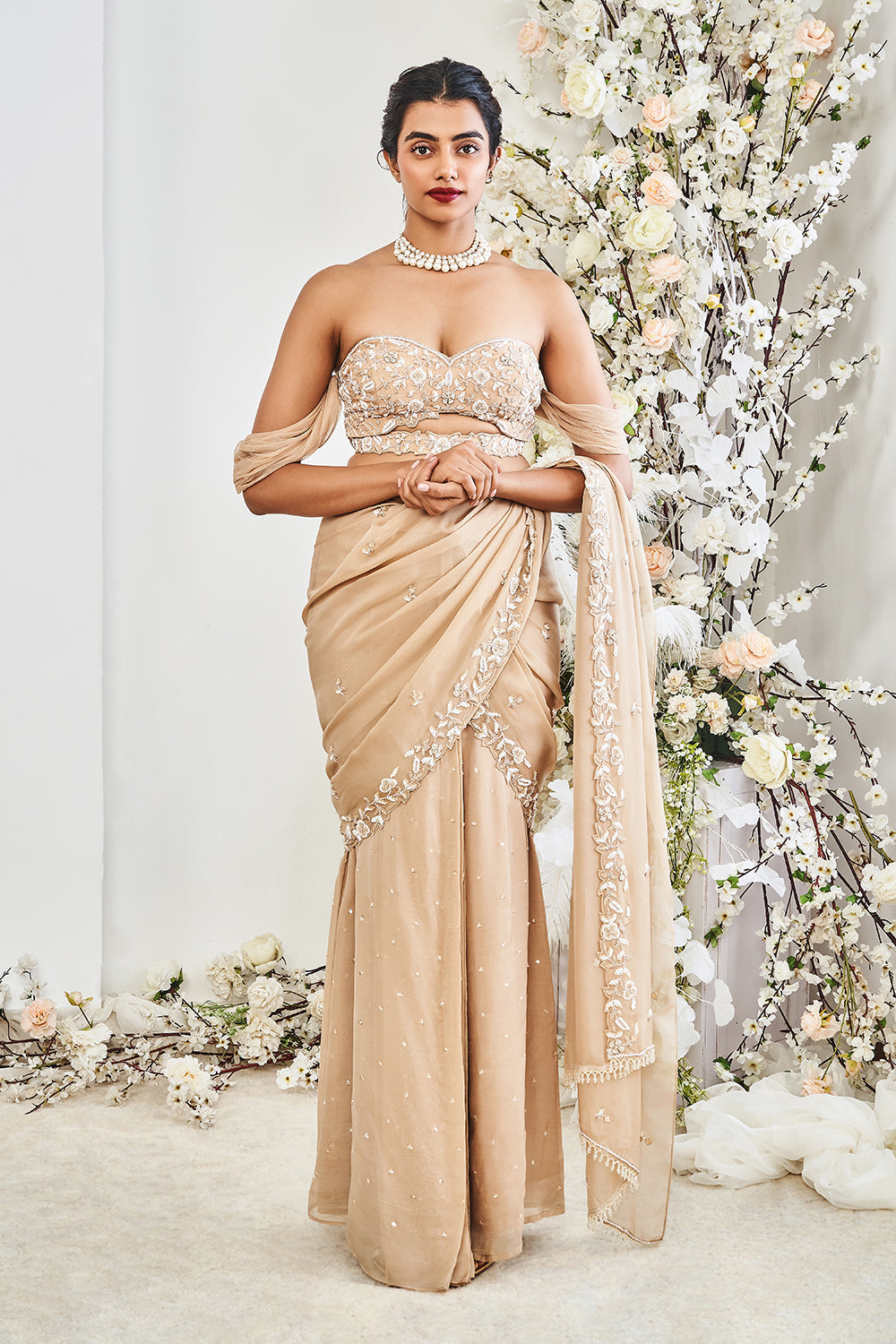 Beige Saree