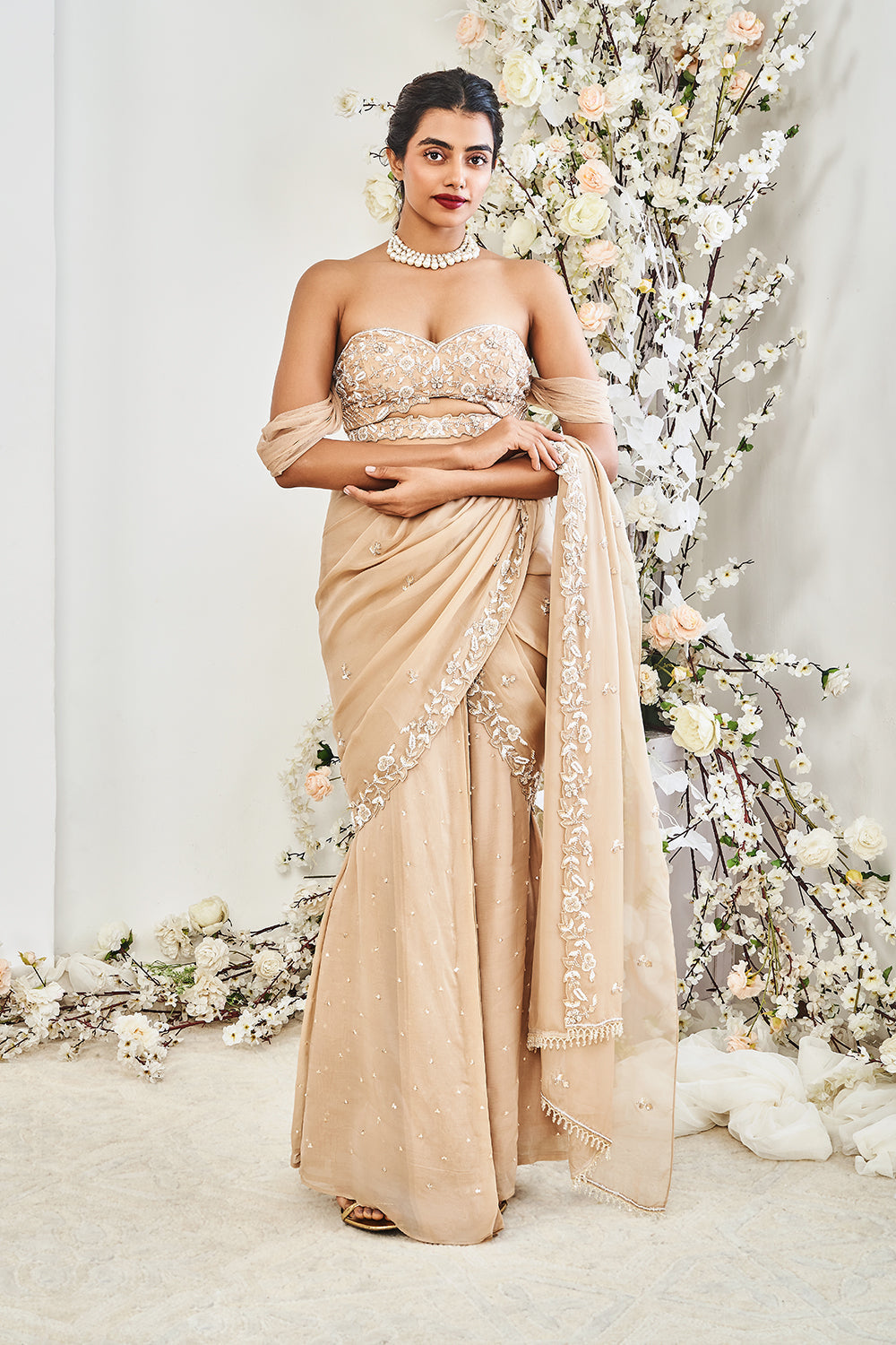 Beige Saree
