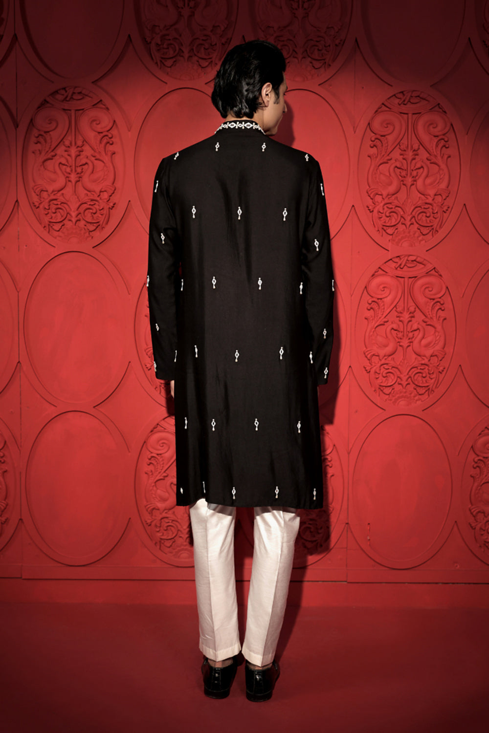 Black and White Mirror Work Kurta Set