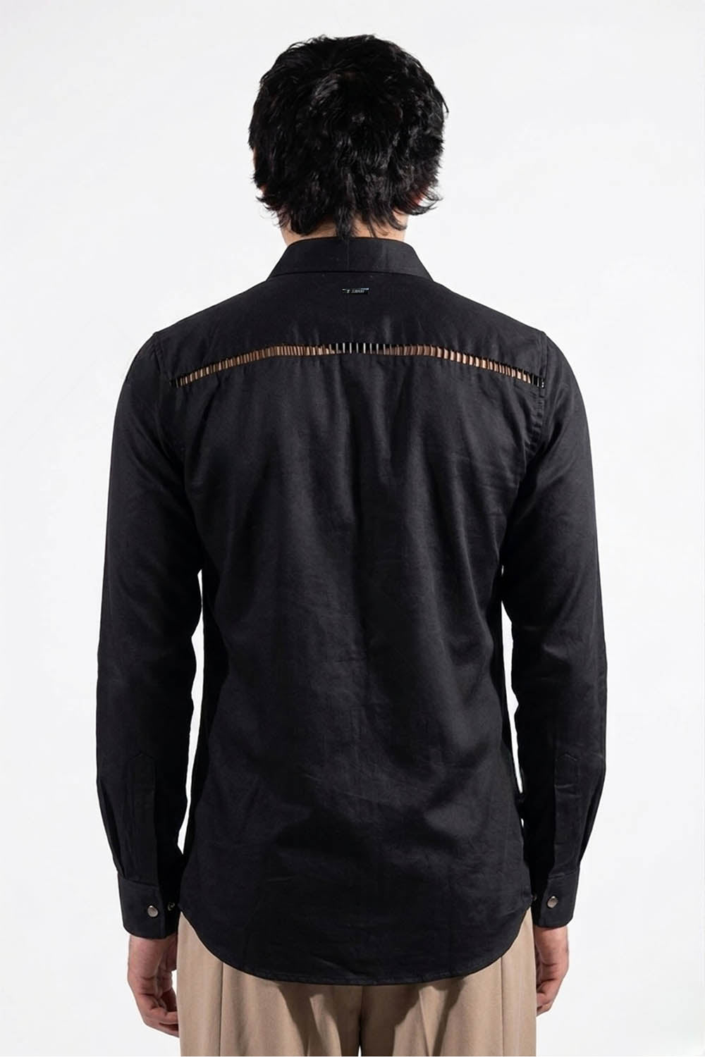 Black Floral Embroidered Shirt