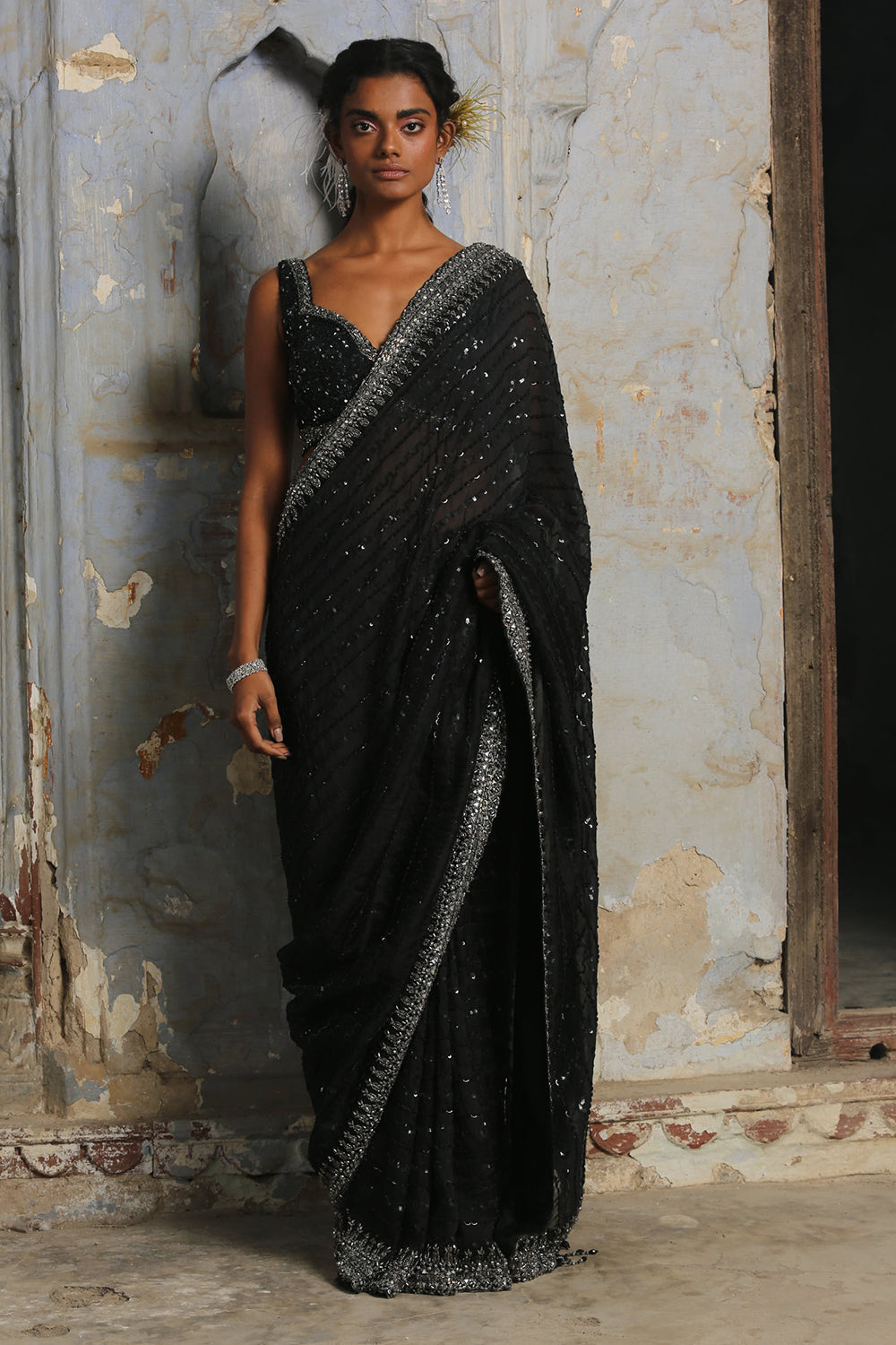 Black Organza Saree