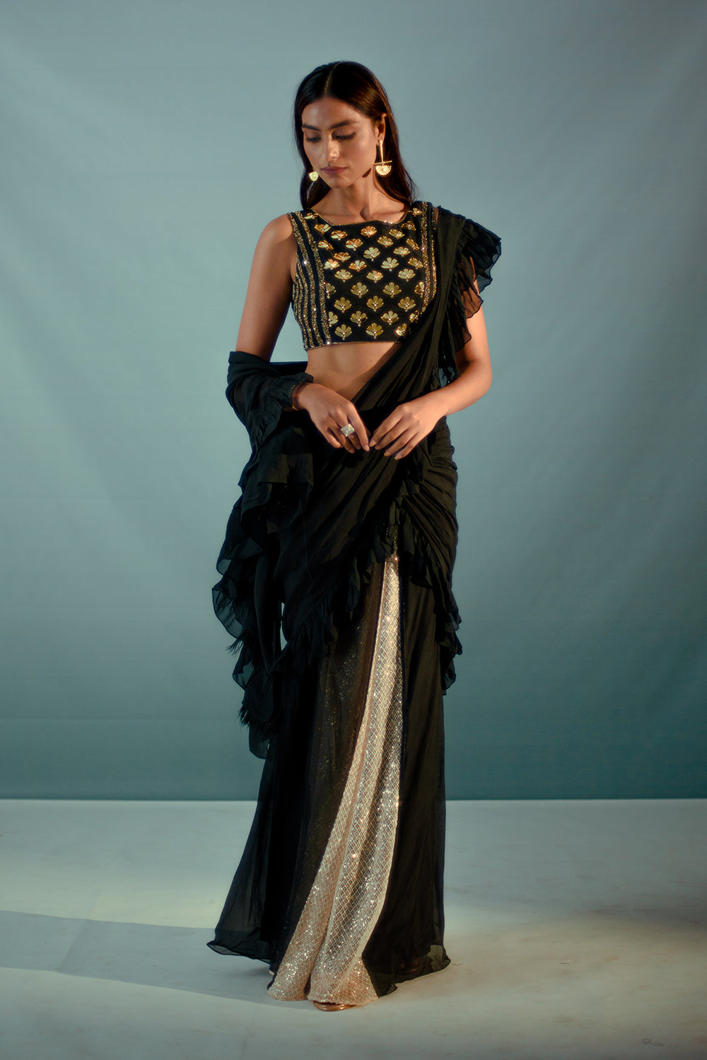 Black Saree Set