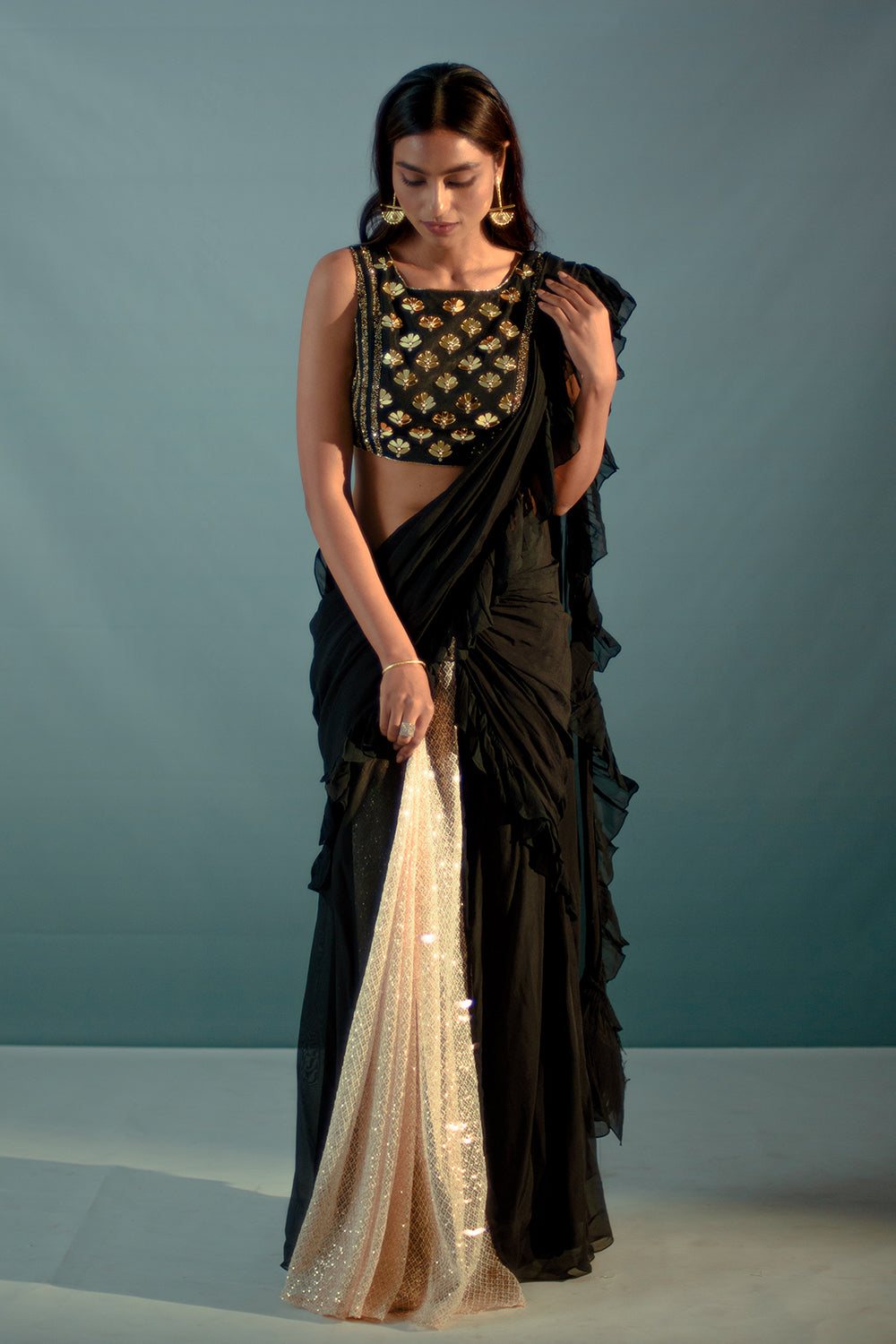 Black Saree Set