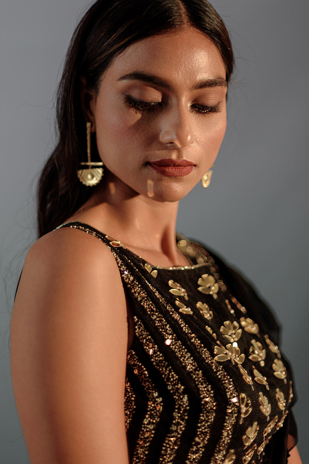 Black Saree Set