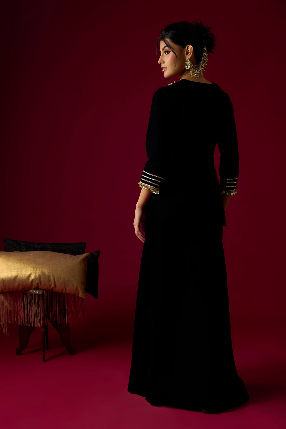 Black Velvet Gharara Set