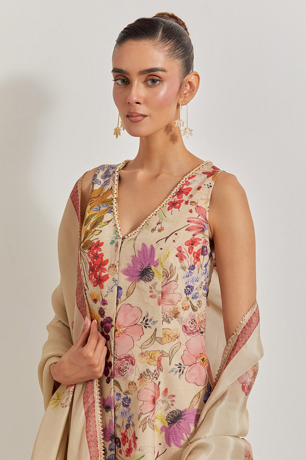 Blooking Burst Tissue Chanderi Peplum Top With Panelled Vicose Tissue Sharara And Dupatta