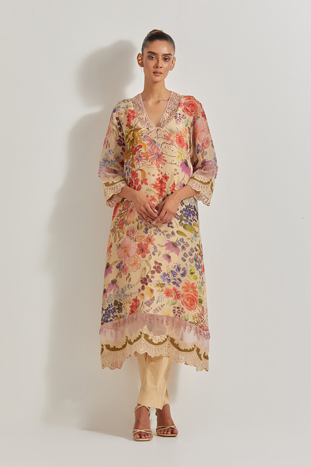 Blooming Burst Chanderi Kurta Set
