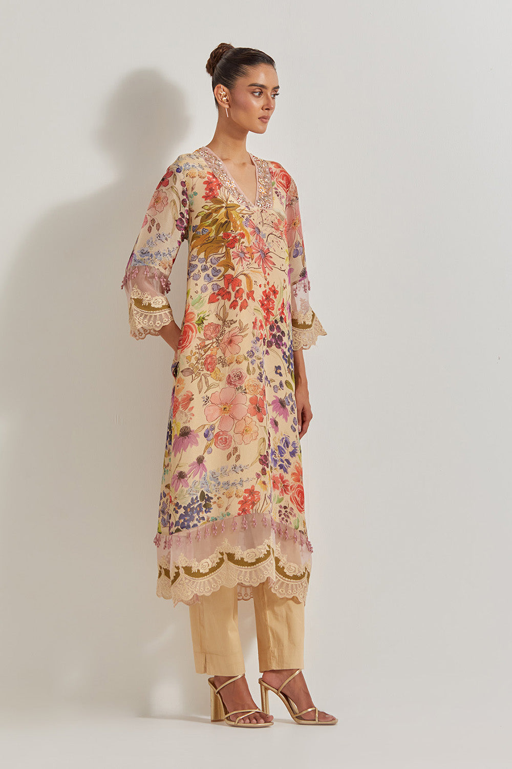 Blooming Burst Chanderi Kurta Set