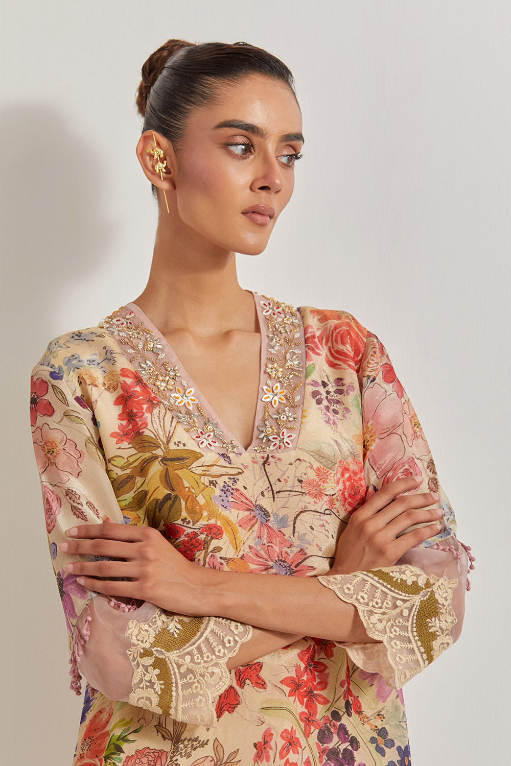 Blooming Burst Chanderi Kurta Set