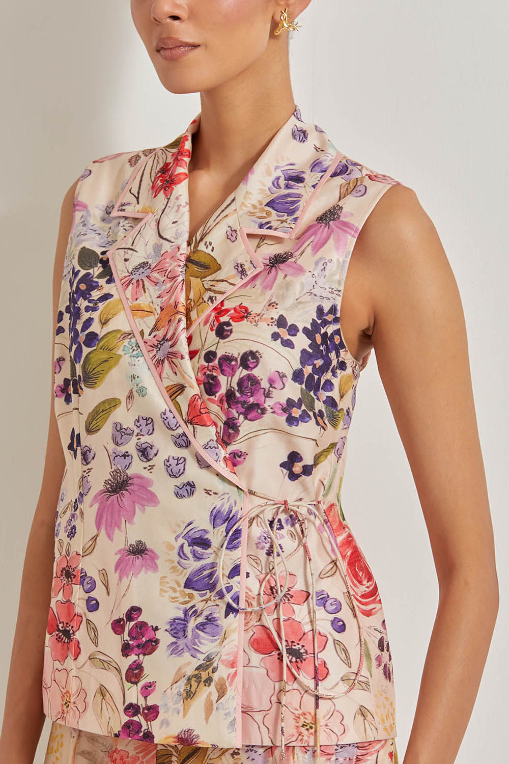 Blooming Burst Chanderi Wrap Top Paired With Chanderi Silk Sharara