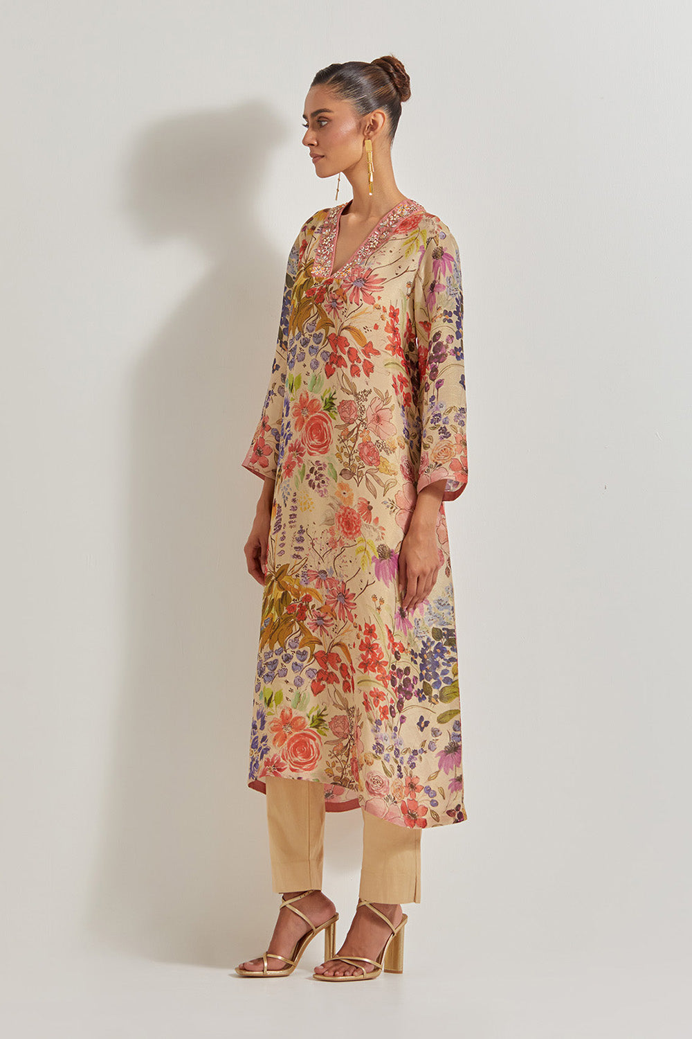 Blooming Burst Tissue Chanderi Kurta Set