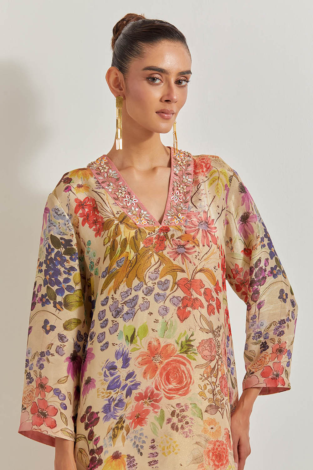 Blooming Burst Tissue Chanderi Kurta Set