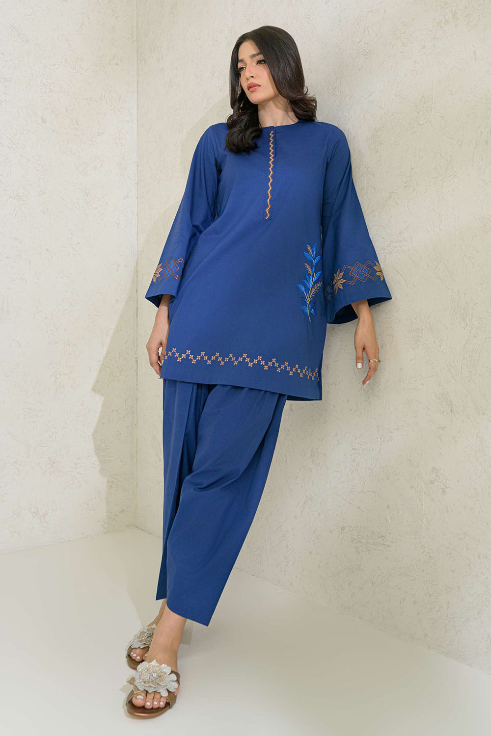 Blue Embroidered Co-Ord Sets
