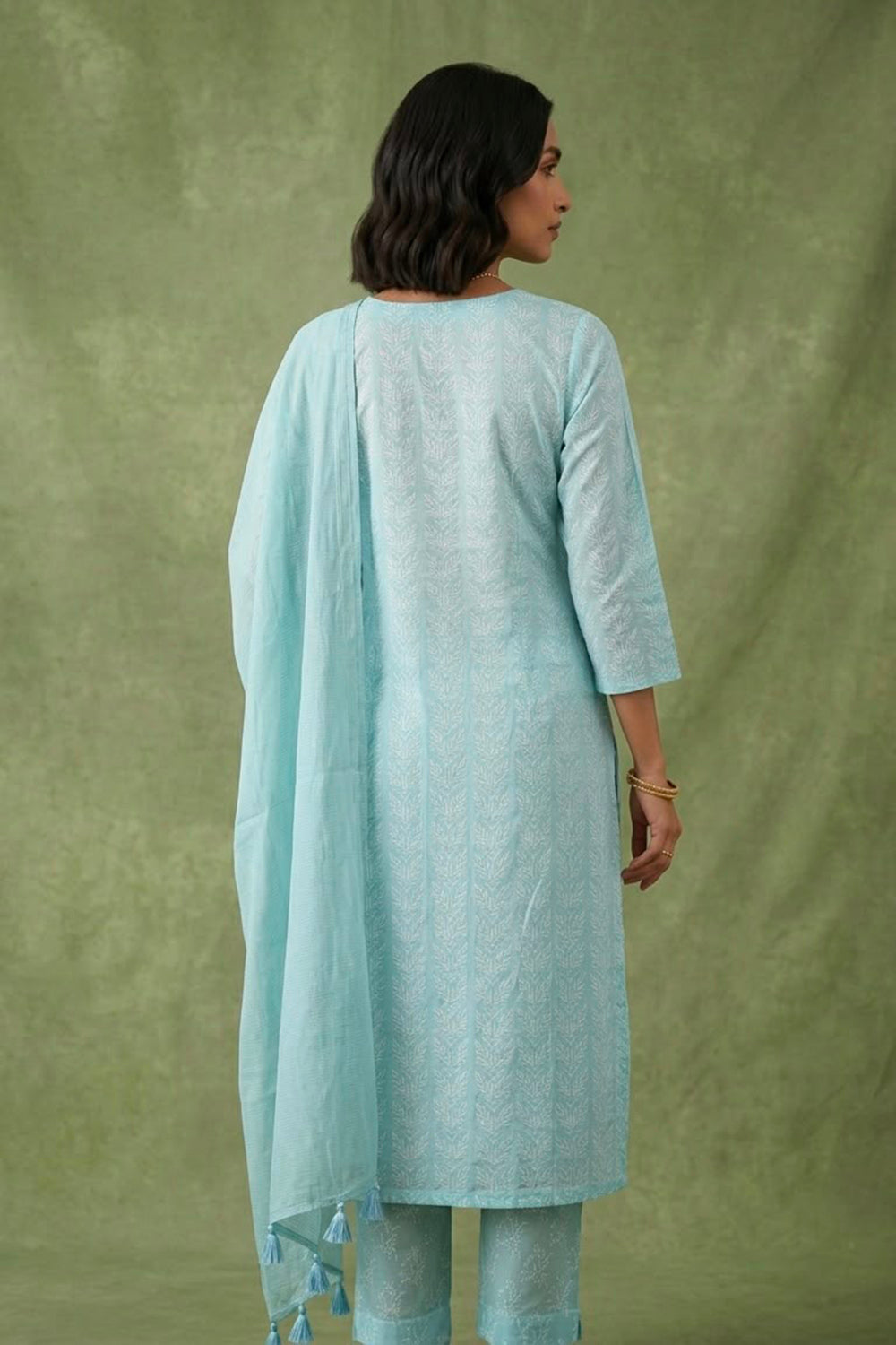 Blue pleated suit set