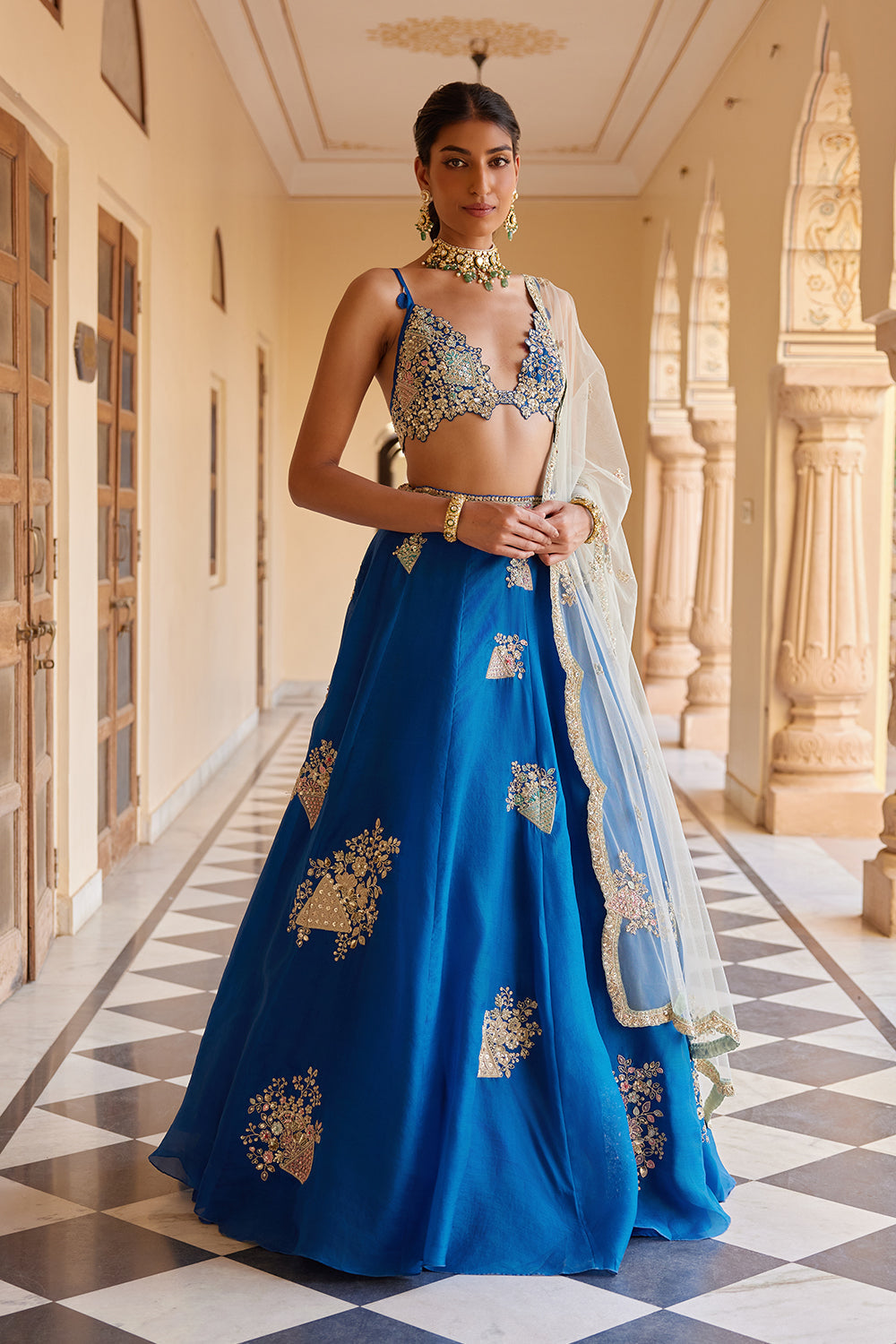 Blueberry Embroidered Lehenga