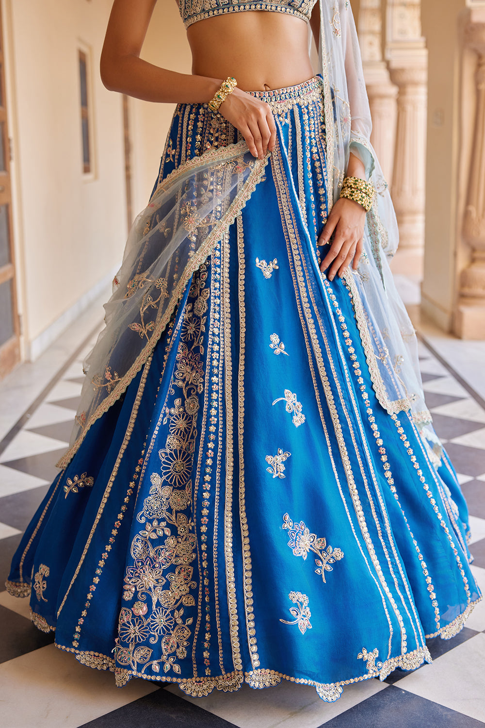 Blueberry Embroidered Lehenga