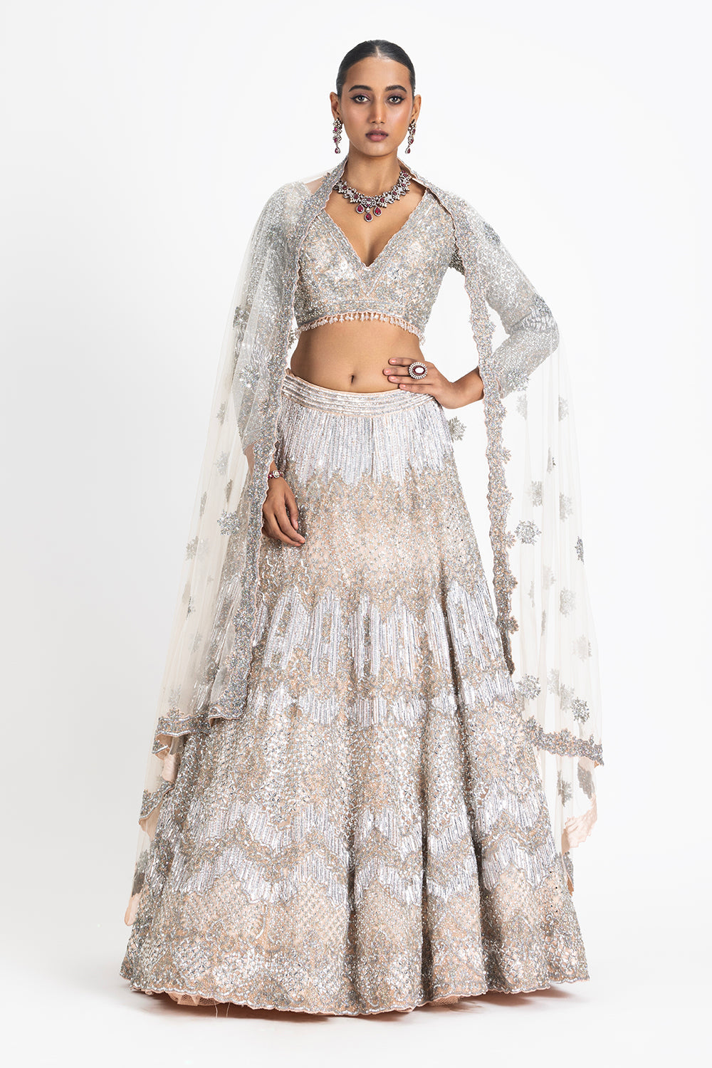 Blush Net Lehenga Set