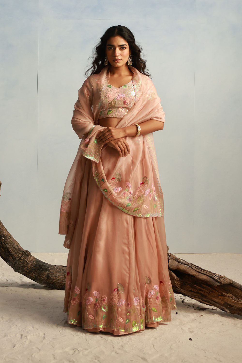Blush Peach Lehenga Set