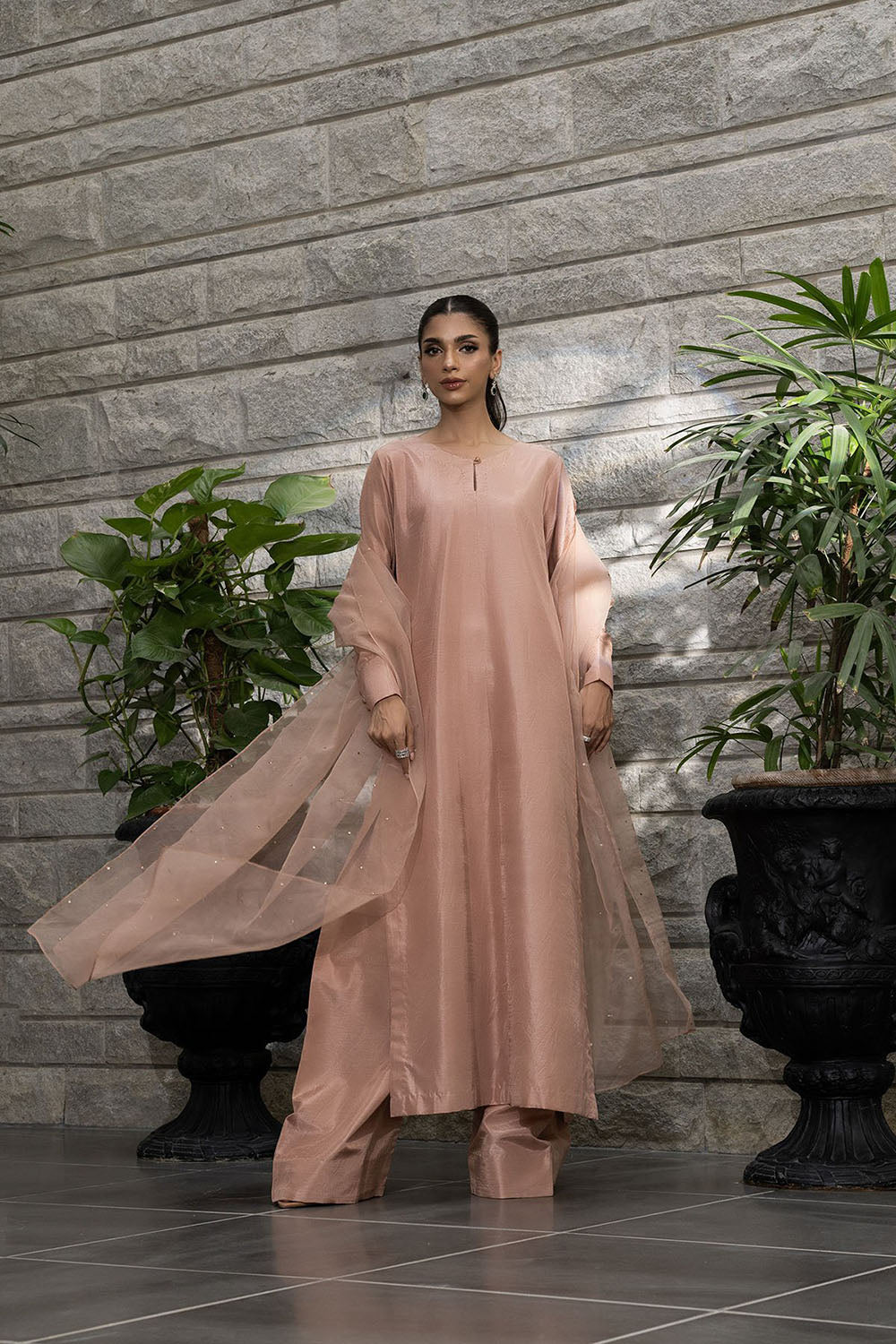 Blush Peach Pure Silk Kurta Set