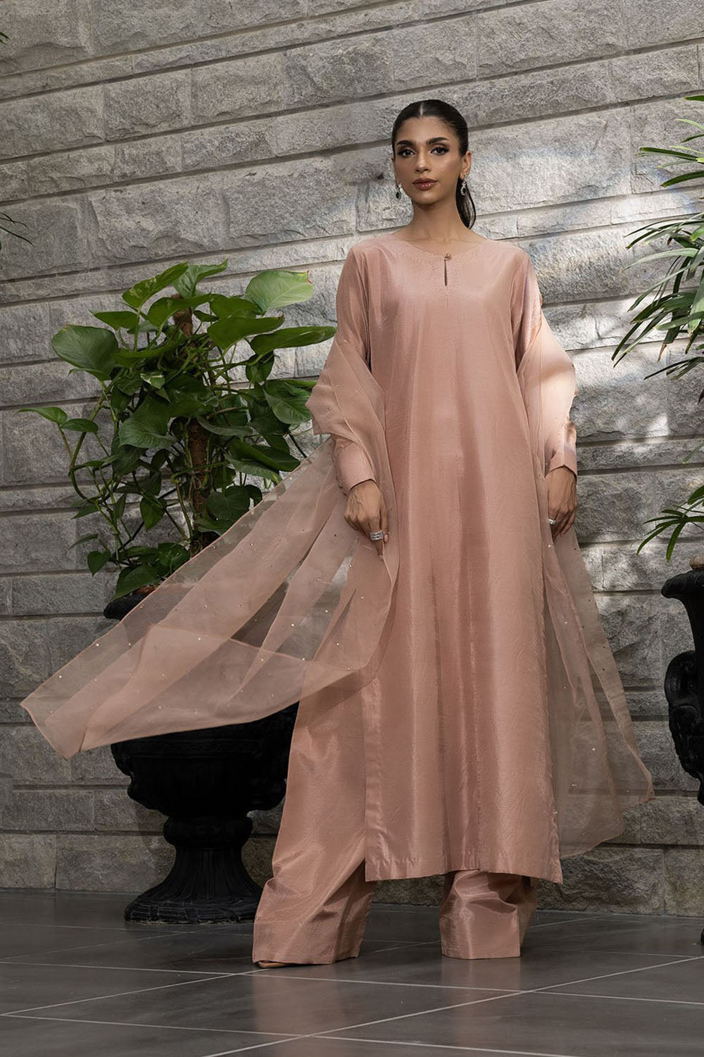 Blush Peach Pure Silk Kurta Set