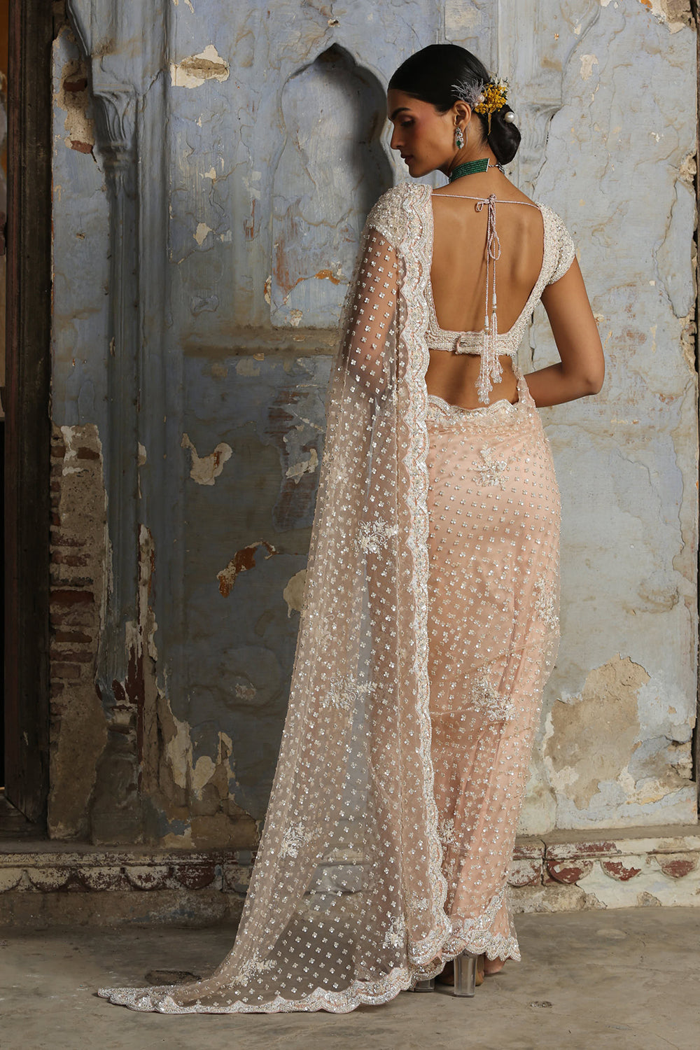 Blush Pink Net Saree