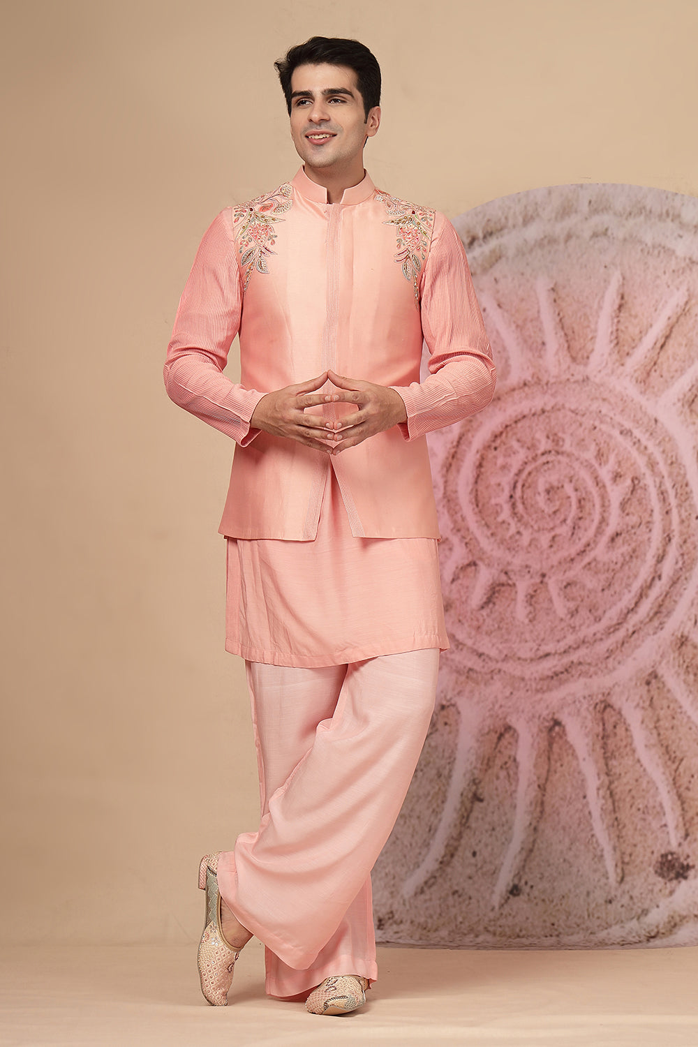 Blush Pink Silk Kurta Set