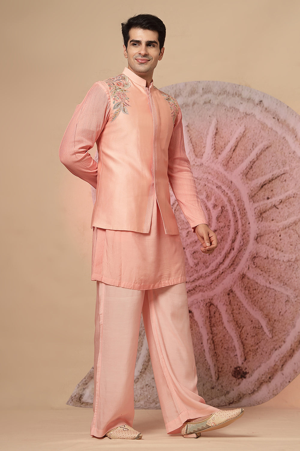Blush Pink Silk Kurta Set