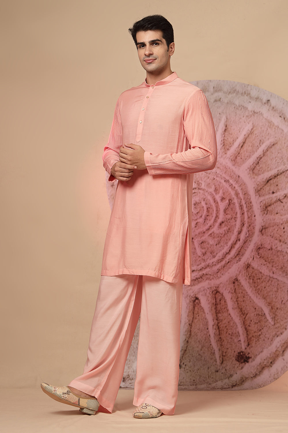 Blush Pink Silk Kurta Set