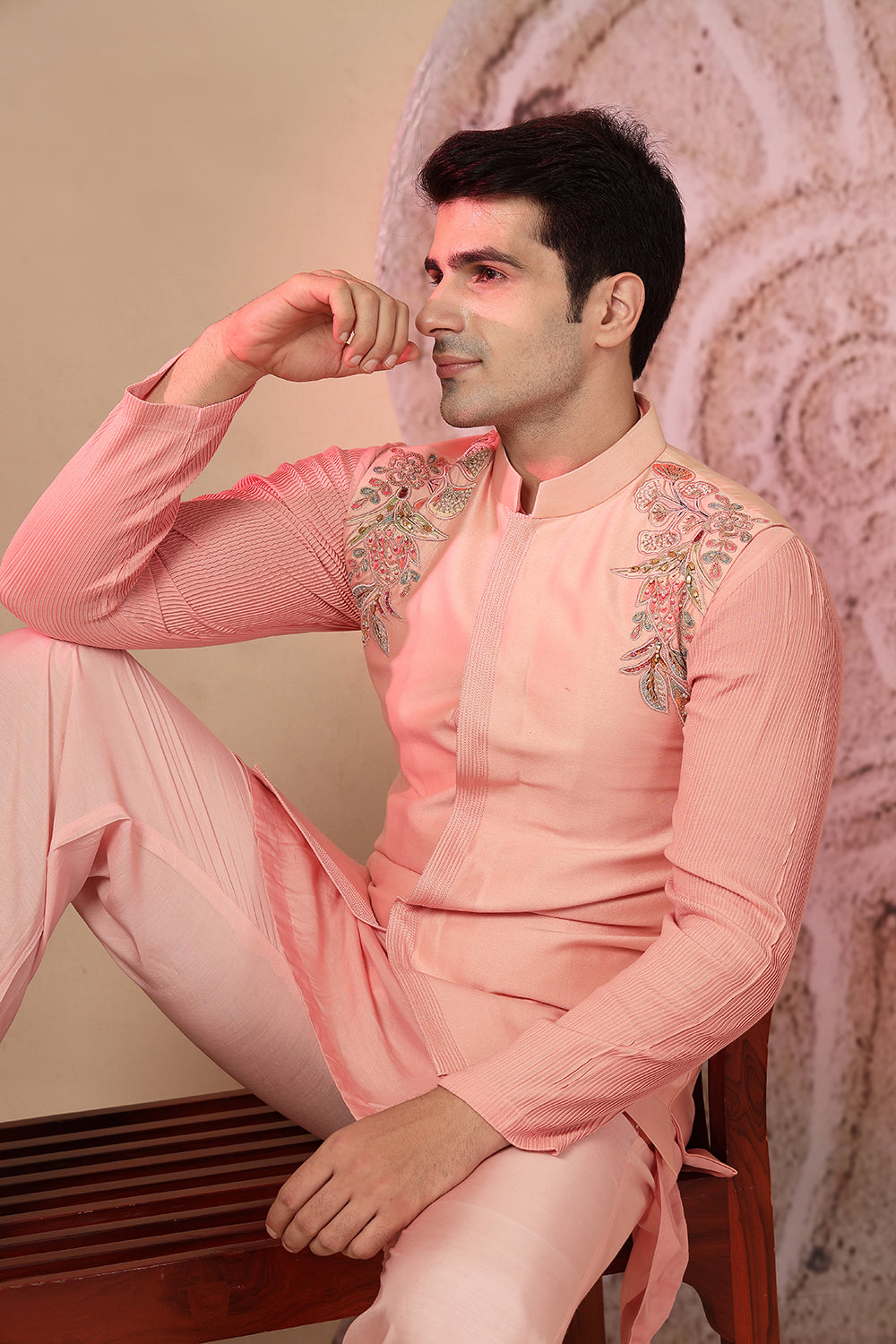 Blush Pink Silk Kurta Set