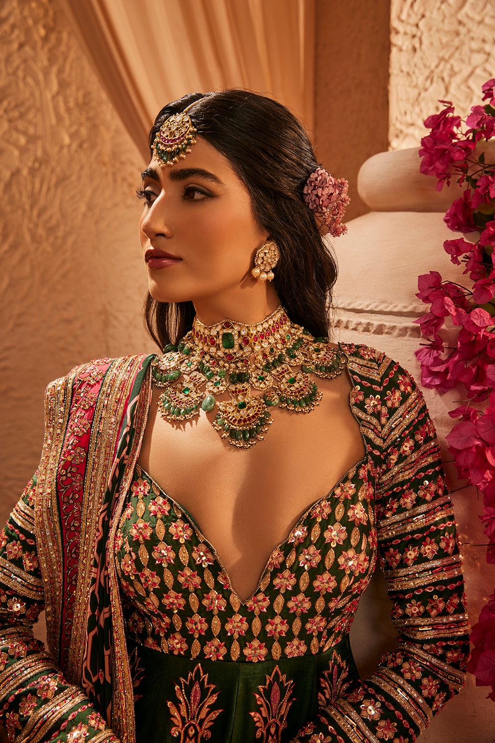 Bottle Green Anarkali Set