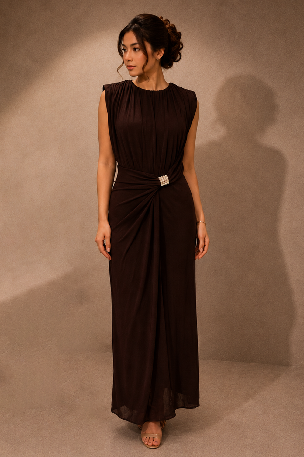 Brown Full-length Maxi Dress