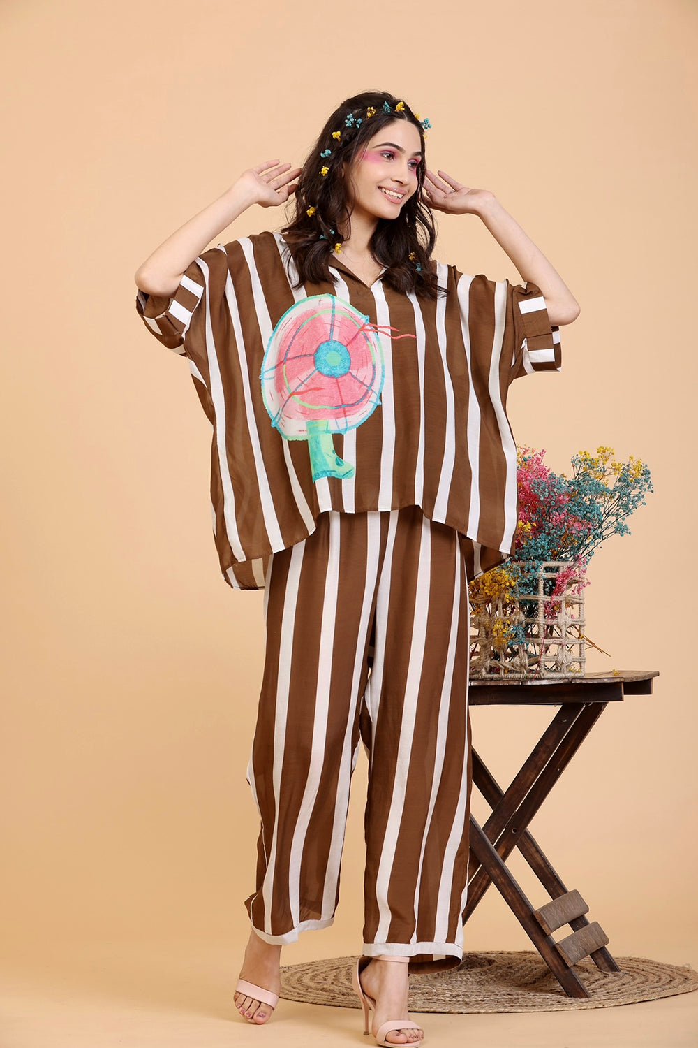 Brown and White Co-ord Set
