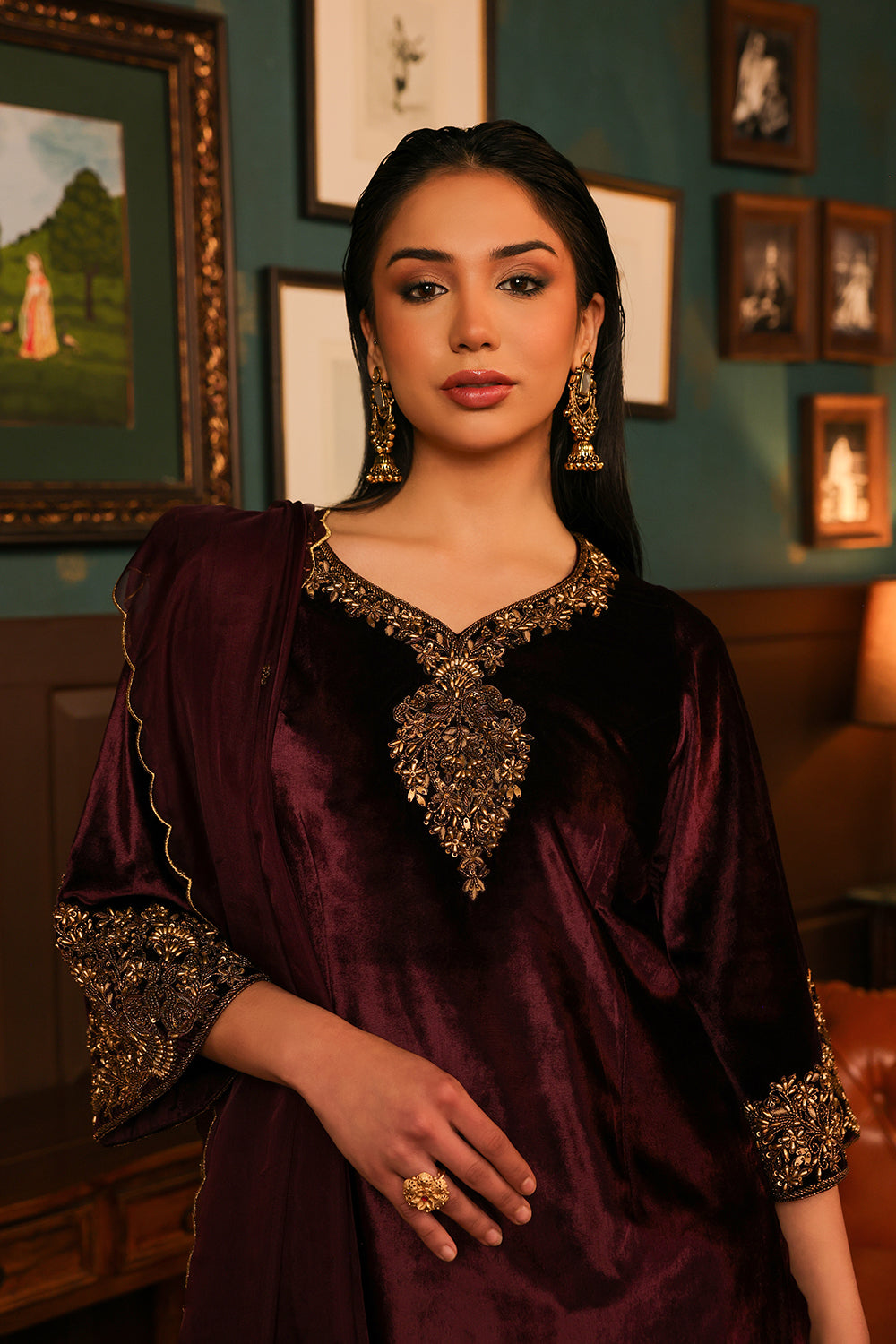 Burgundy Sharara Set