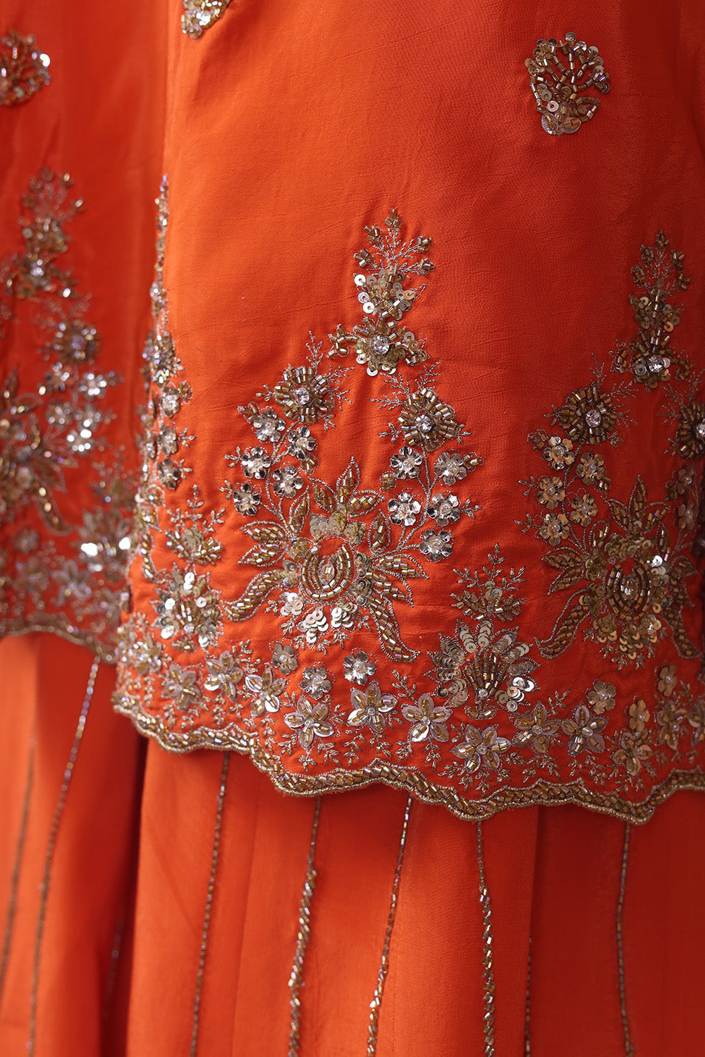 Burnt Orange One Shoulder Embellished Top and Pant Set