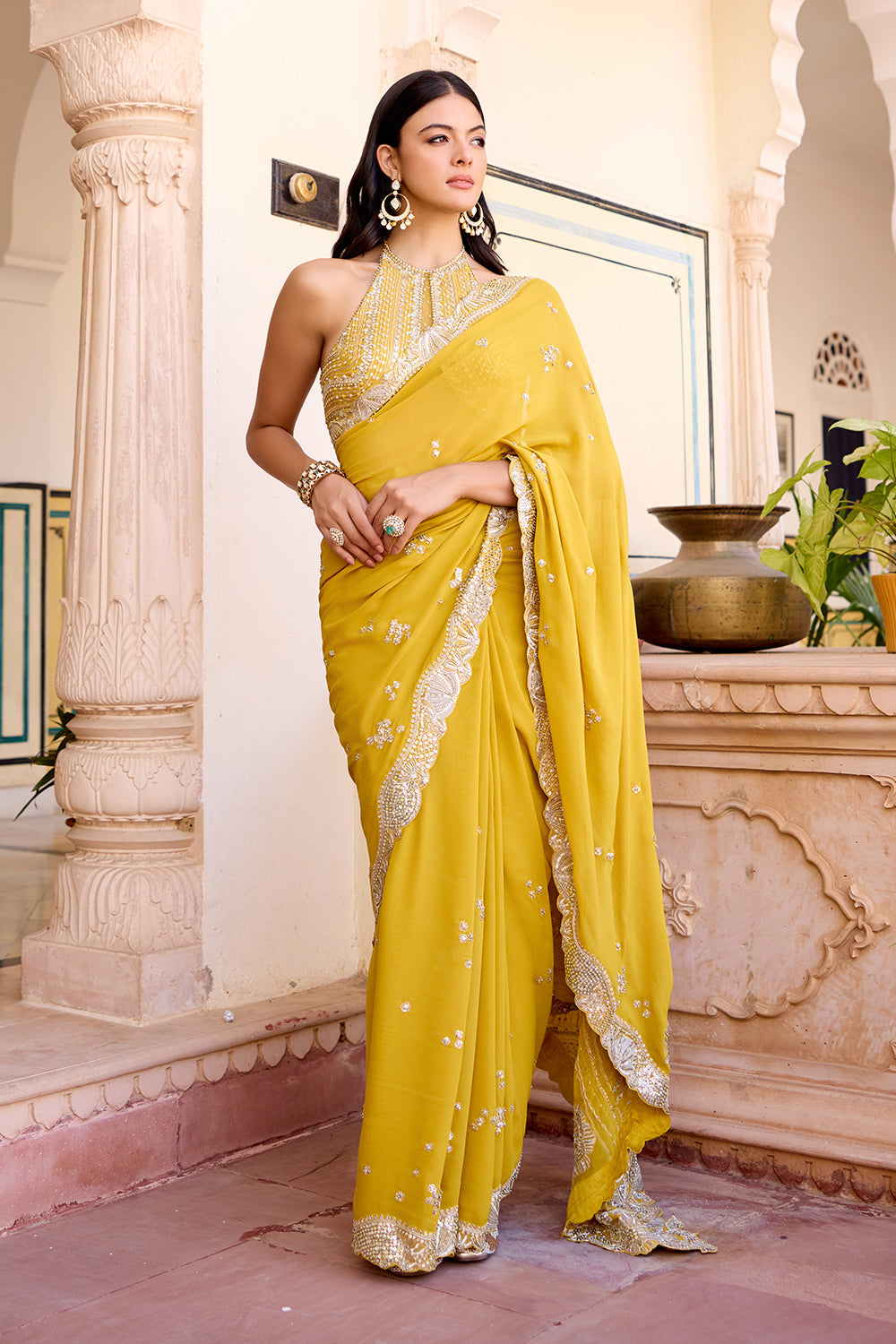 Canary Yellow Saree Set