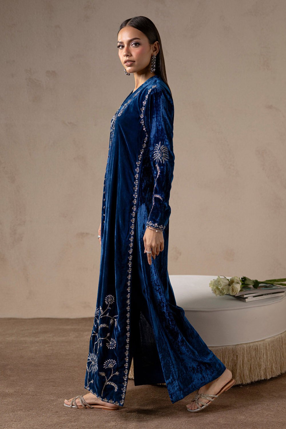 Celestial Blue Velvet Suit Set
