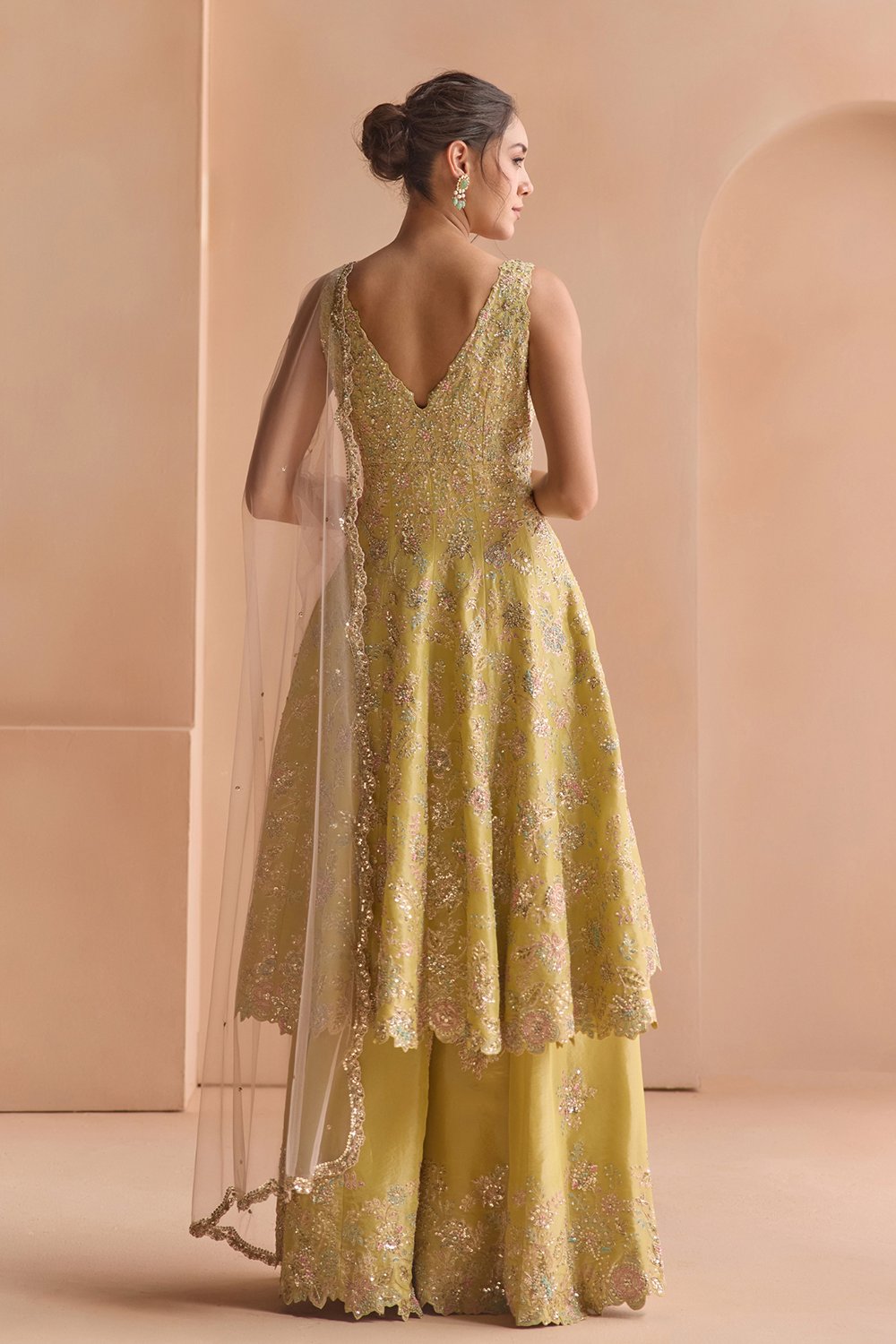 Citrus Yellow Embroidered Sharara Set