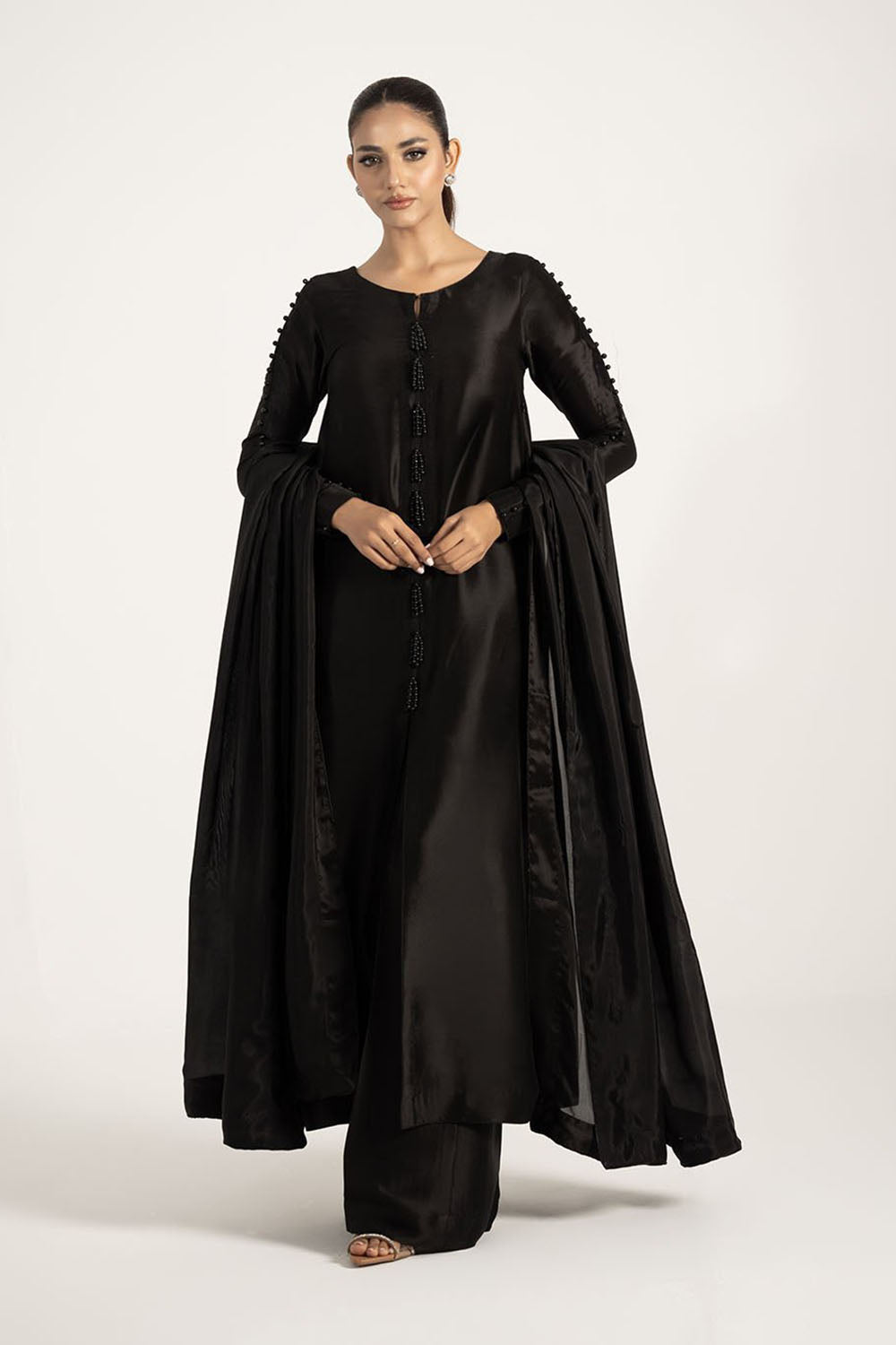 Classic Black Pure Silk Kurta Set