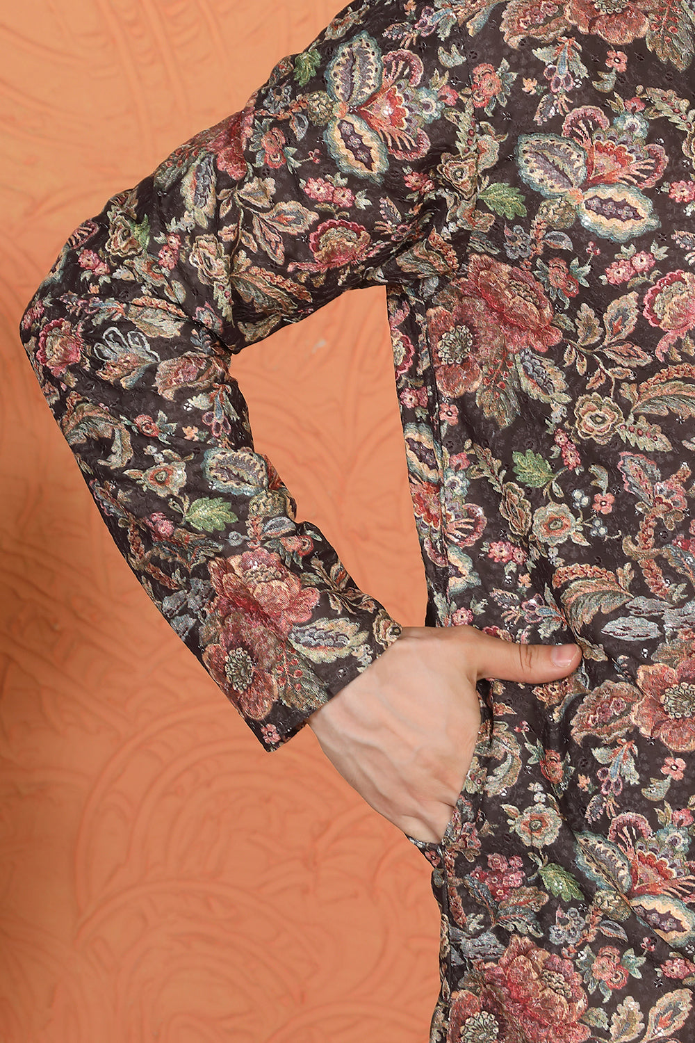 Classic Floral Tapestry Inspired Kurta with Back Elastic Pants