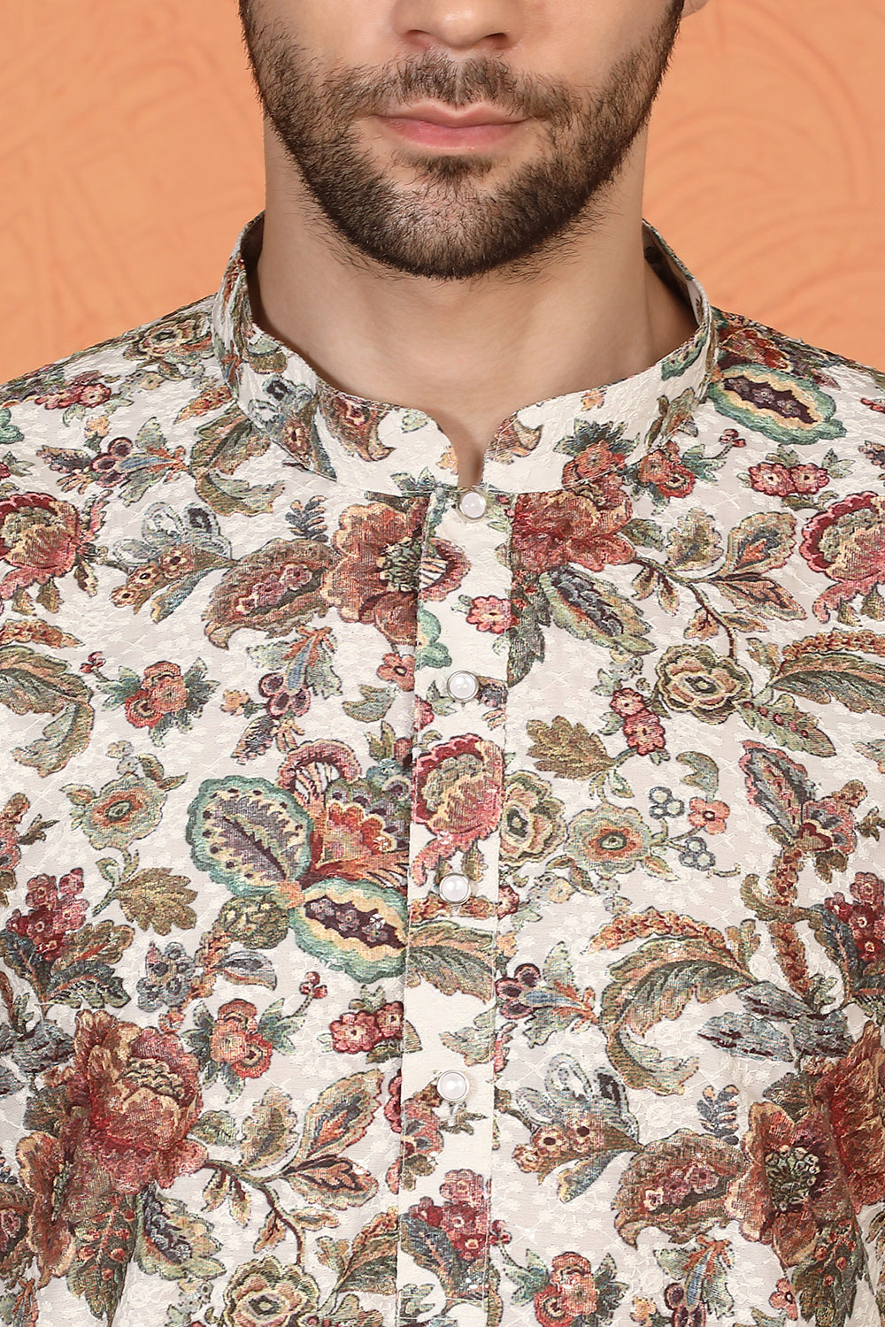 Classic Floral Tapestry Inspired Kurta with Back Elastic Pants