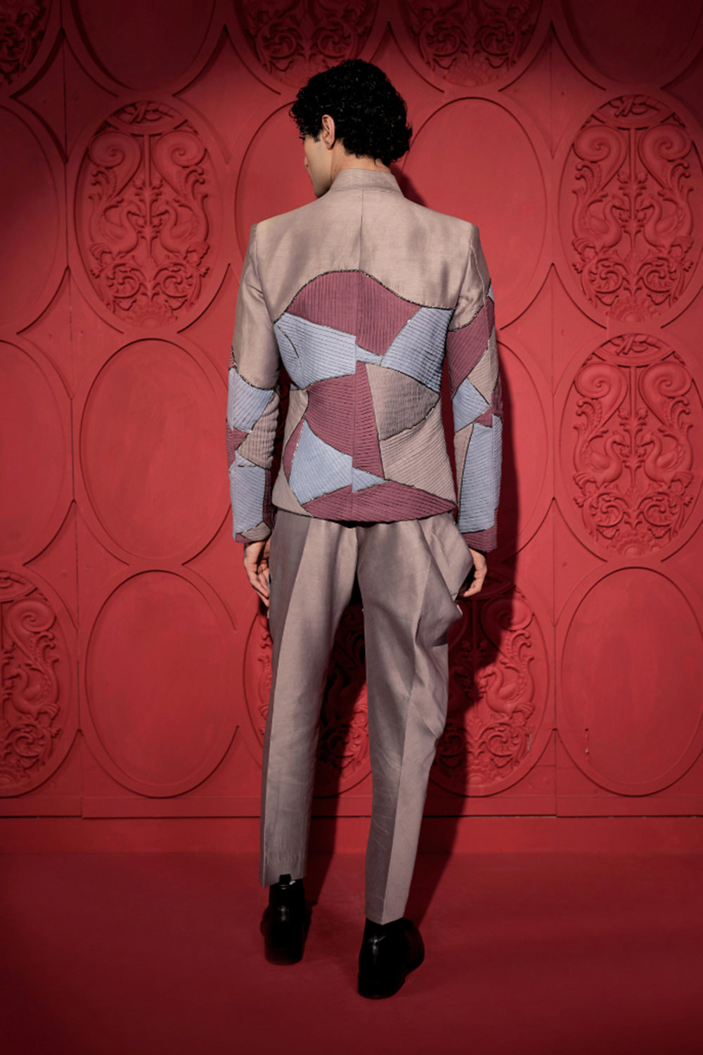 Colorblock Pin-tuck Bandhgala Set