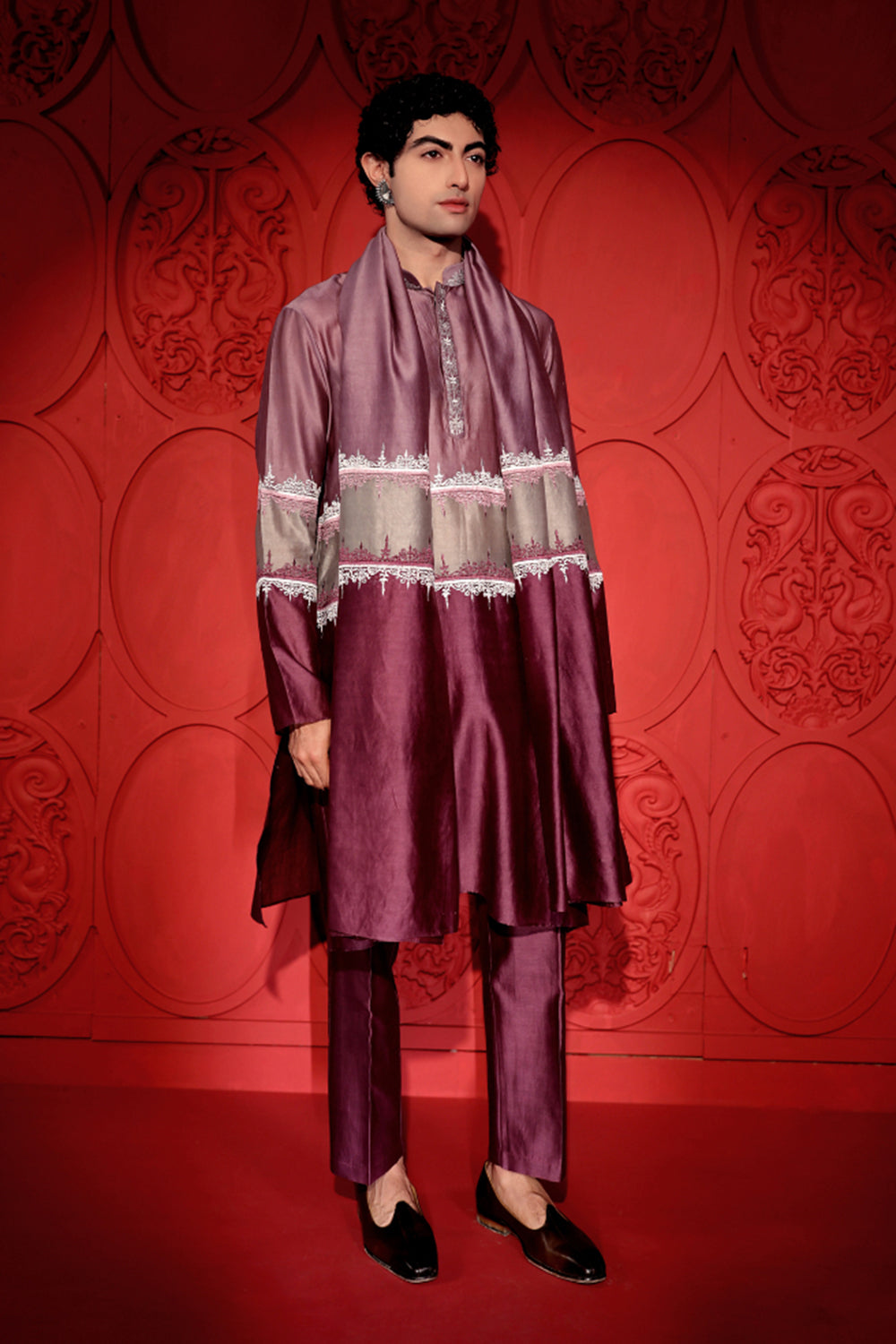 Colorblocking Signature Embroidered Kurta Set