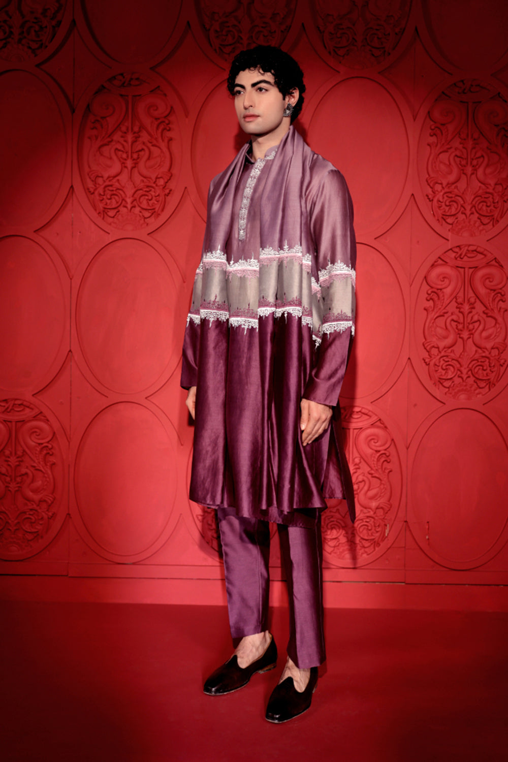 Colorblocking Signature Embroidered Kurta Set