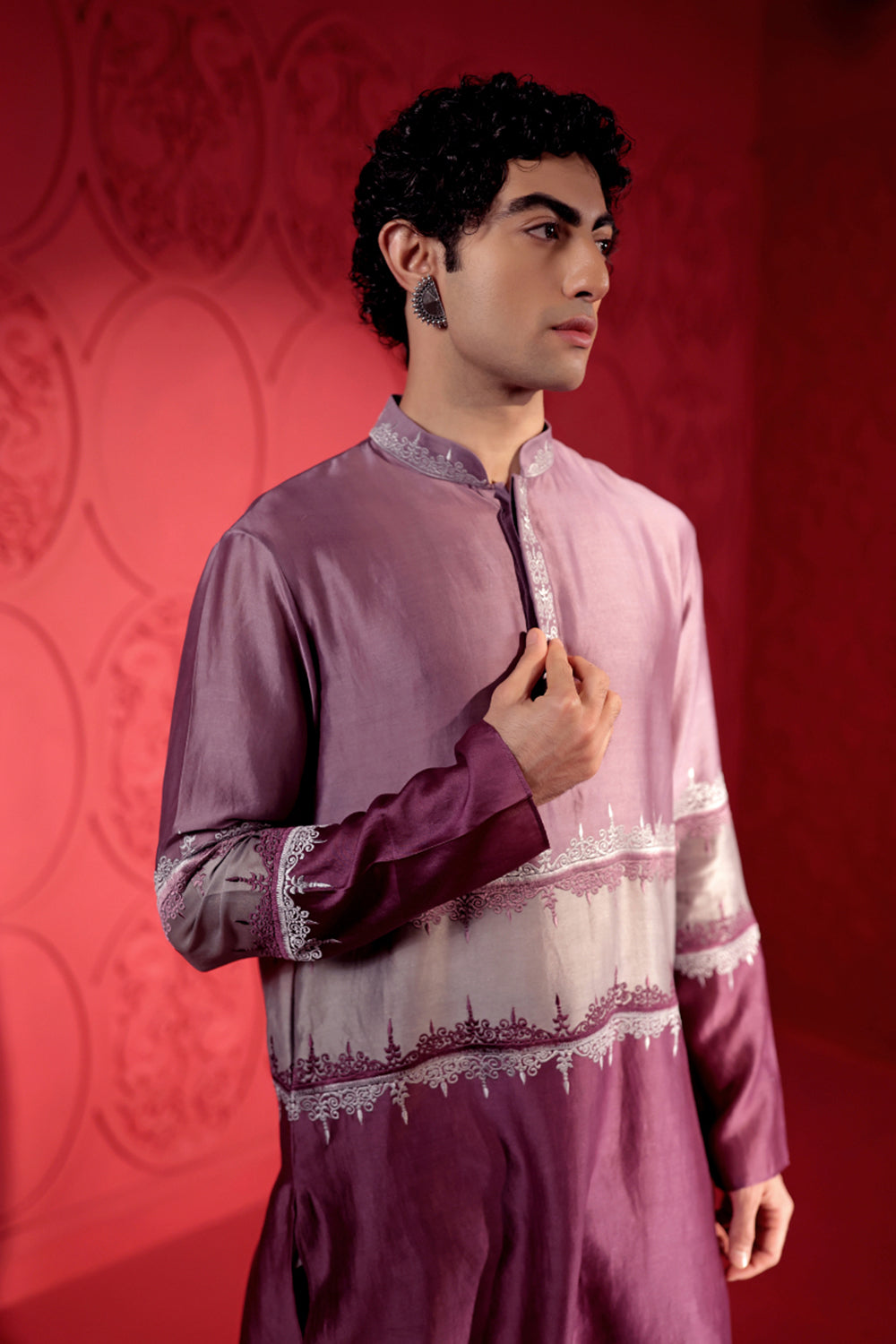 Colorblocking Signature Embroidered Kurta Set