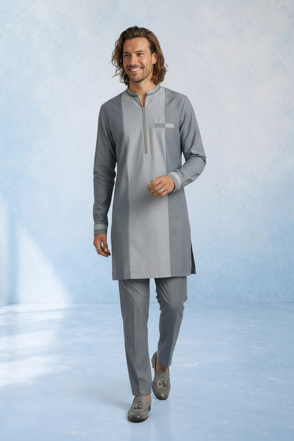 Colour Blocked Kurta Set - Auron